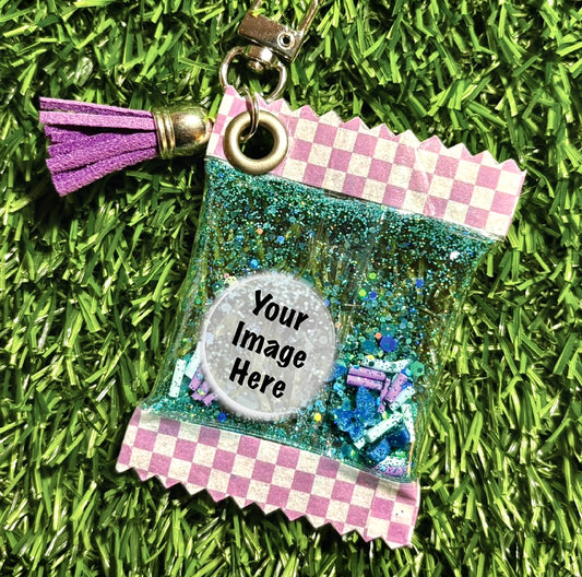 Custom Handmade Candy Bag Shaker Keychain || Submit Image Below! || Personalized Keychain
