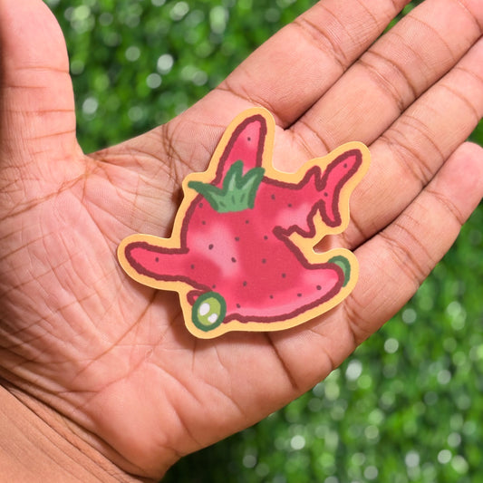 Strawberry Shark Sticker || Doodle Stickers || Vinyl Waterproof Sticker