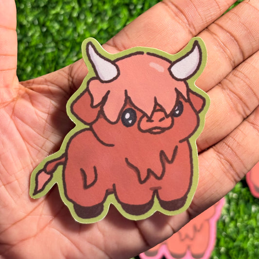 Highland Cow Sticker || Doodle Stickers || Vinyl Waterproof Sticker