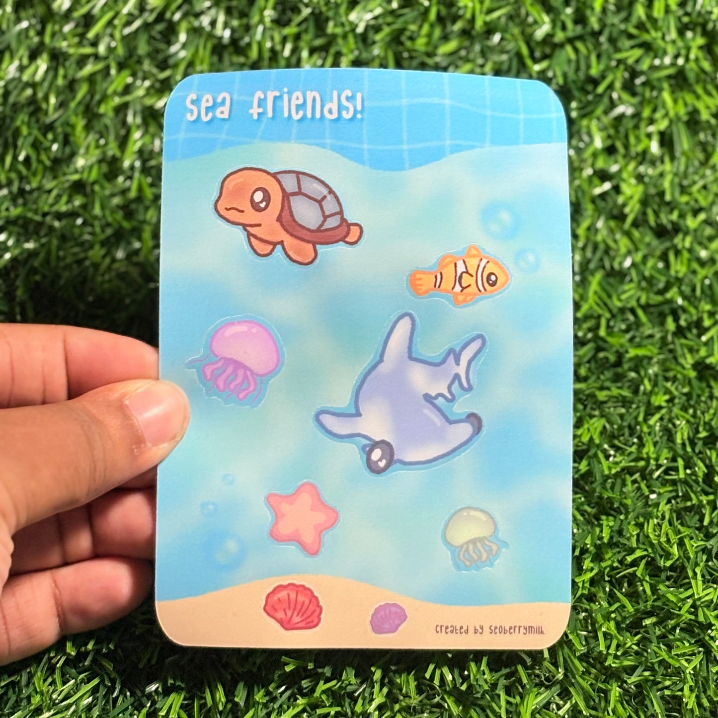 Sea Friends Sticker Sheet || Doodle Art || Matte Water Resistant Sticker Sheets For Kids