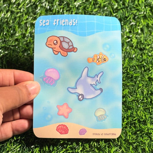 Sea Friends Sticker Sheet || Doodle Art || Matte Water Resistant Sticker Sheets For Kids