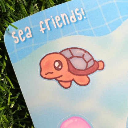 Sea Friends Sticker Sheet || Doodle Art || Matte Water Resistant Sticker Sheets For Kids
