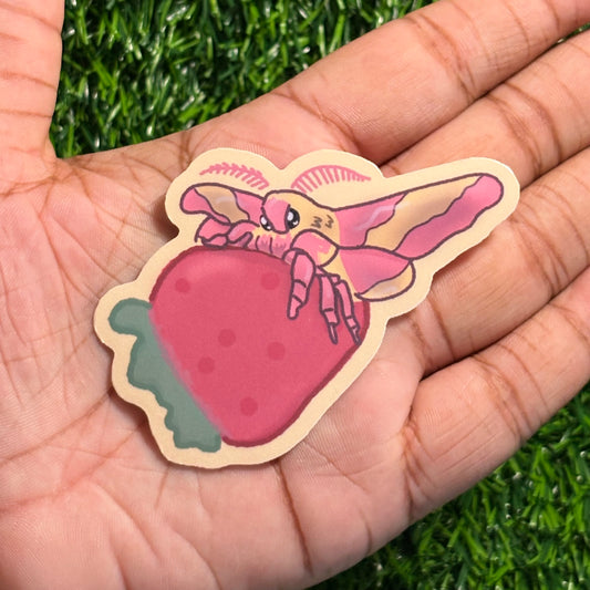 Rosy Maple Moth Sticker || Doodle Art || Vinyl Waterproof Sticker