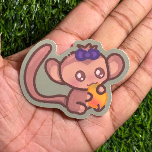 Monkey Eating a Mango Sticker || Doodle Art || Vinyl Waterproof Stickers
