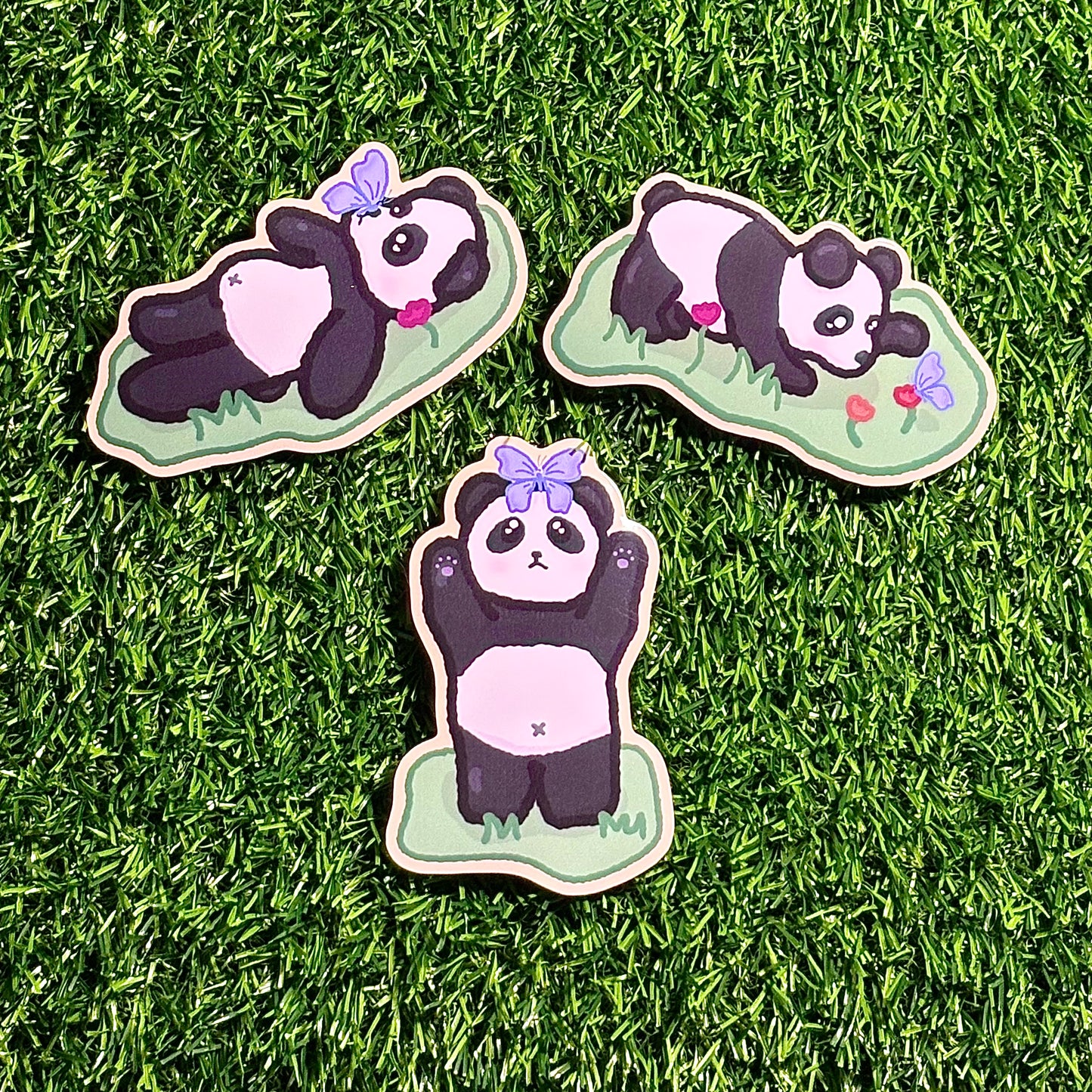 Panda and Butterfly Sticker Set || Doodle Art || Vinyl Waterproof Stickers