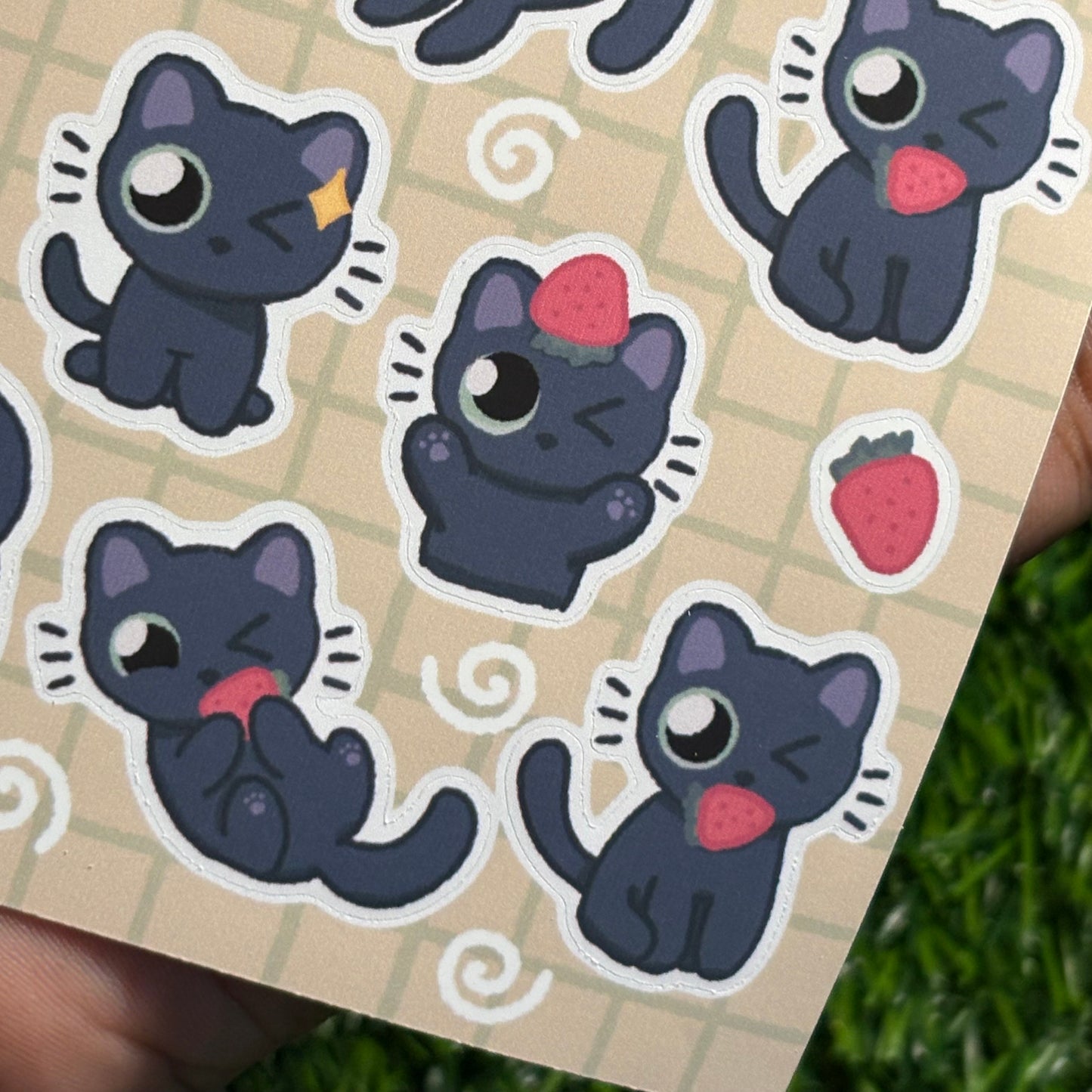 Tapioca the Cat Sticker Sheet || Black Cat Stickers || Matte Vinyl Water-Resistant