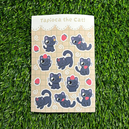 Tapioca the Cat Sticker Sheet || Black Cat Stickers || Matte Vinyl Water-Resistant