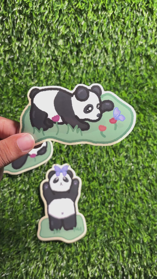 Panda and Butterfly Sticker Set || Doodle Art || Vinyl Waterproof Stickers