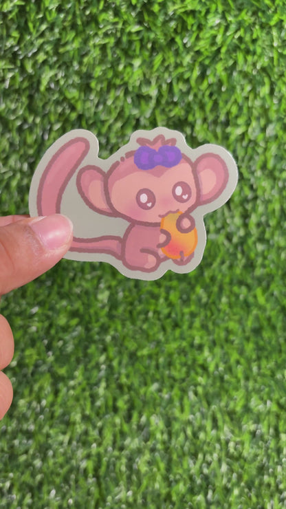Monkey Eating a Mango Sticker || Doodle Art || Vinyl Waterproof Stickers