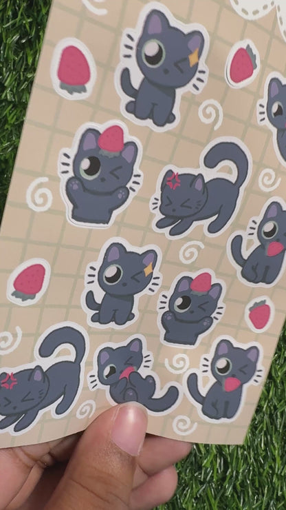 Tapioca the Cat Sticker Sheet || Black Cat Stickers || Matte Vinyl Water-Resistant