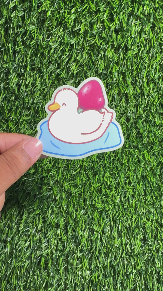 Strawberry Duck Sticker || Doodle Art || Vinyl Waterproof Stickers