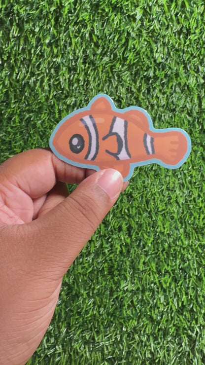 Clownfish Sticker || Doodle Art || Waterproof Vinyl Sticker