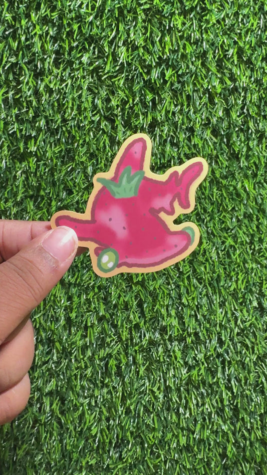 Strawberry Shark Sticker || Doodle Stickers || Vinyl Waterproof Sticker
