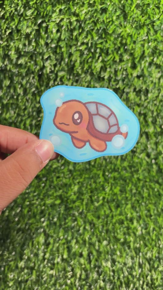 Turtle in Water Sticker || Doodle Art || Waterproof Vinyl Sticker